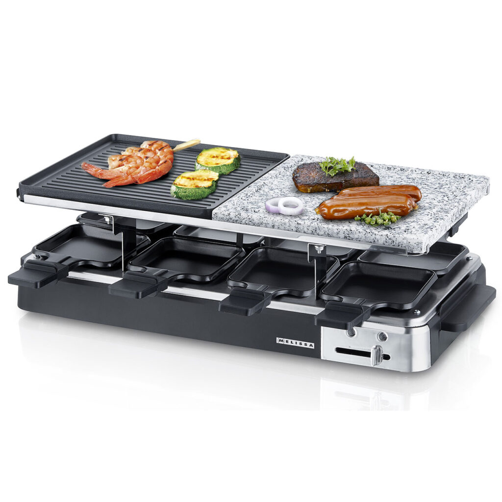 Raclette Grill mit Grill- und Steinplatte, 8 Personen, 1300 W Raclette Grill mit Grill- und Steinplatte, 8 Personen, 1300 W