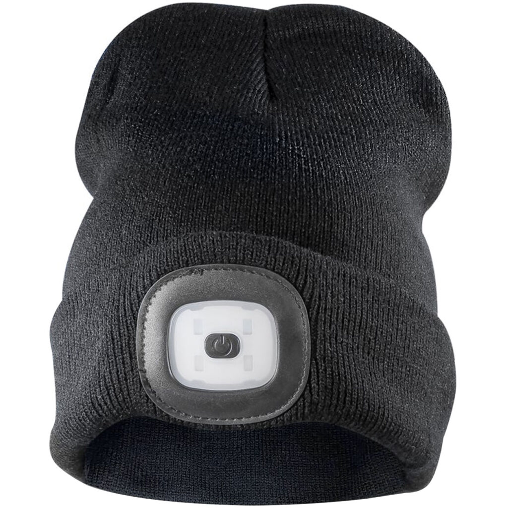 LED-Wintermütze, schwarz, LED Beanie