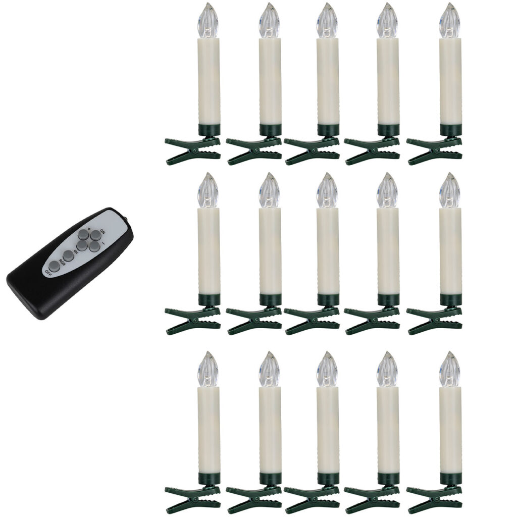 15 kabellose LED-Weihnachtsbaum-Kerzen, multicolor, Fernbedienung, Timerfunktion 15 kabellose LED-Weihnachtsbaum-Kerzen, multicolor, Fernbedienung, Timerfunktion