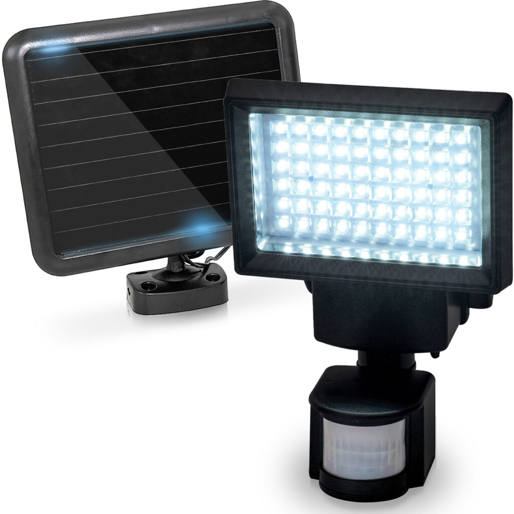 LED-Wand-Fluter mit Solarpanel und Bewegungssensor, 600 Lumen, 12 W LED-Wand-Fluter mit Solarpanel und Bewegungssensor, 600 Lumen, 12 W