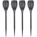 4er-Set LED-Solar-Gartenfackeln mit Flammen-Effekt, Akku, H 78 cm