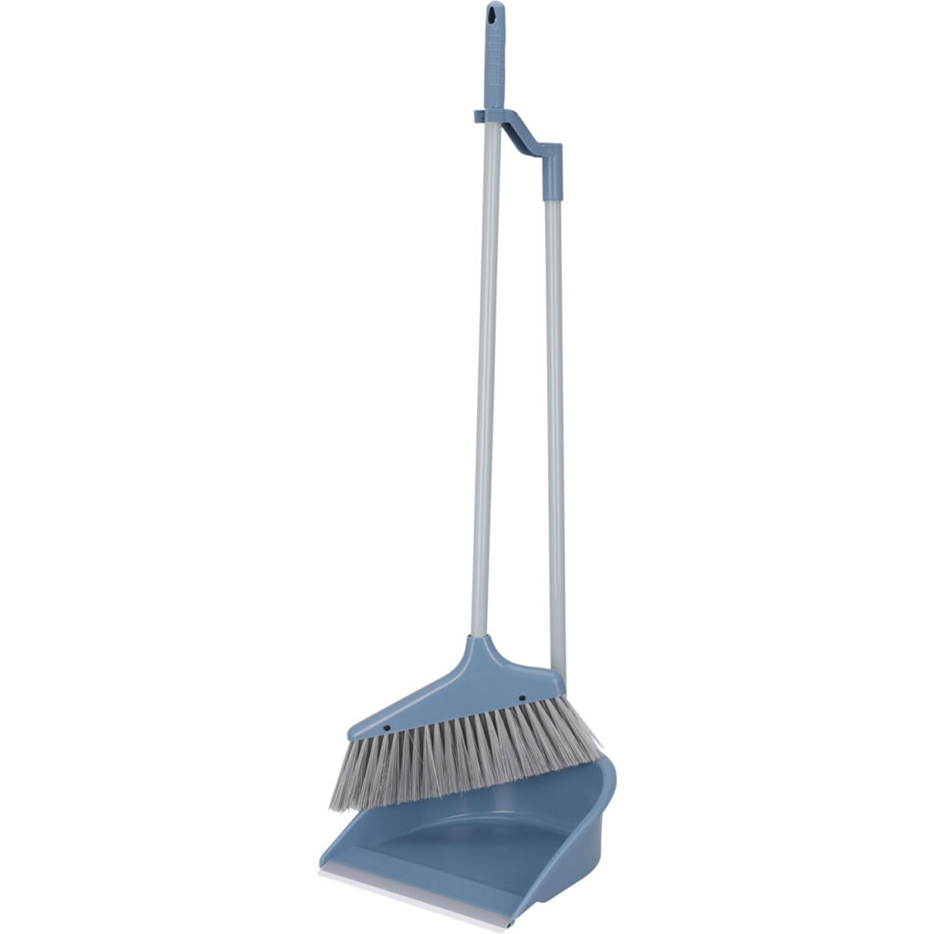 Kehrgarnitur mit langem Stiel, grau/blau