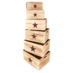 Deko-Holzboxen „Stern“, 6er-Set, Holzkiste, Ordnungsbox