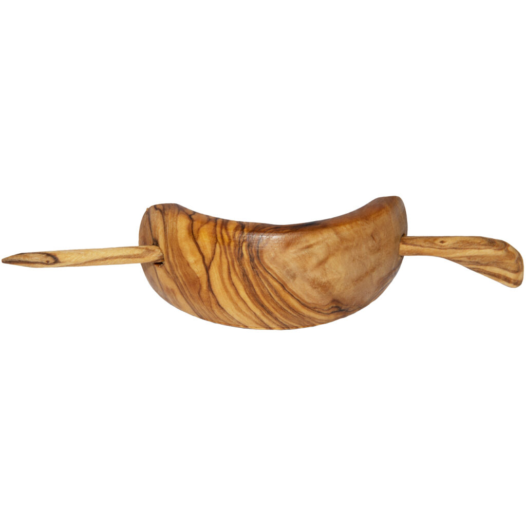 Haarspange aus Olivenholz, Holzring mit Haarnadel, Made in Italy