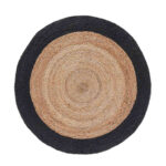 Runder Teppich aus Jute, schwarz, beige, Ø 90 cm