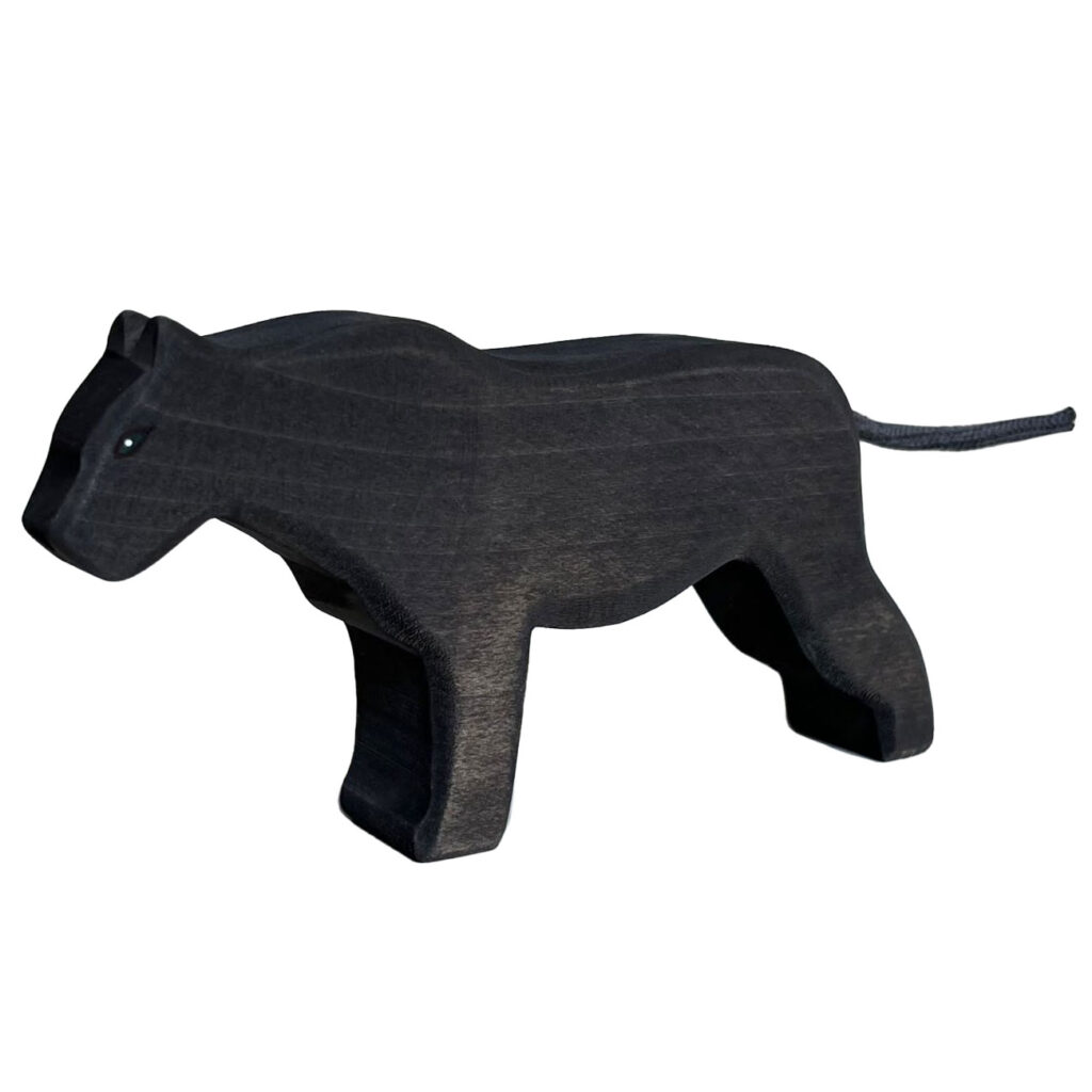Holztier Panter, handgefertigt, 16 x 8 x 3 cm