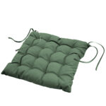 Stuhlkissen gesteppt aus Polyester, Sitzkissen mit Bändchen, khaki, 40 x 40 cm