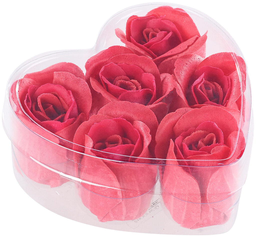 6 rote Rosen-Duftseifen in Geschenk-Box