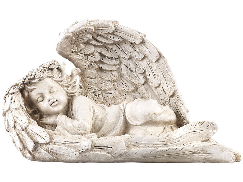 Schlafende Solar-LED-Schutzengel-Figur, 16 cm, für innen & aussen