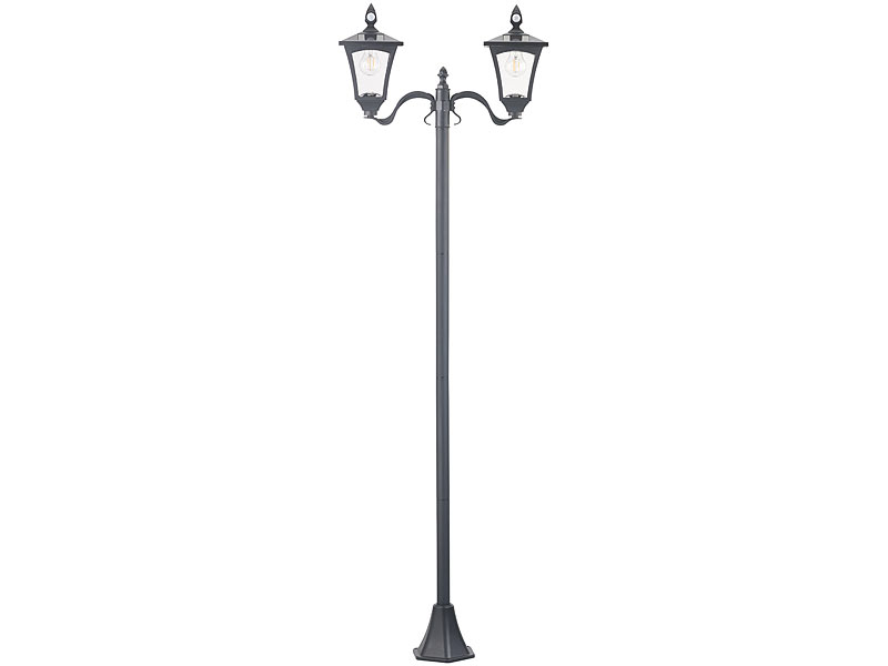 Solar-LED-Gartenlaterne, 2 flammig, PIR- & Dämmerungssensor, 600 Lumen