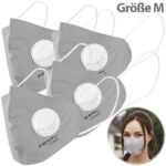 4er-Set Mund-Nasen-Stoffmasken  mit Ventil, waschbar,Grösse   M