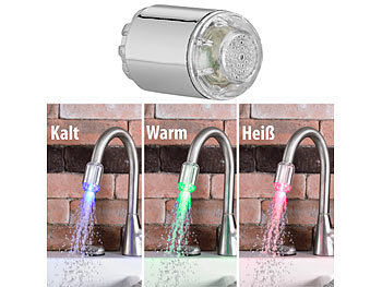 Dynamo-LED-Wasserhahnaufsatz zur Temperaturkontrolle, leuchtet farbig