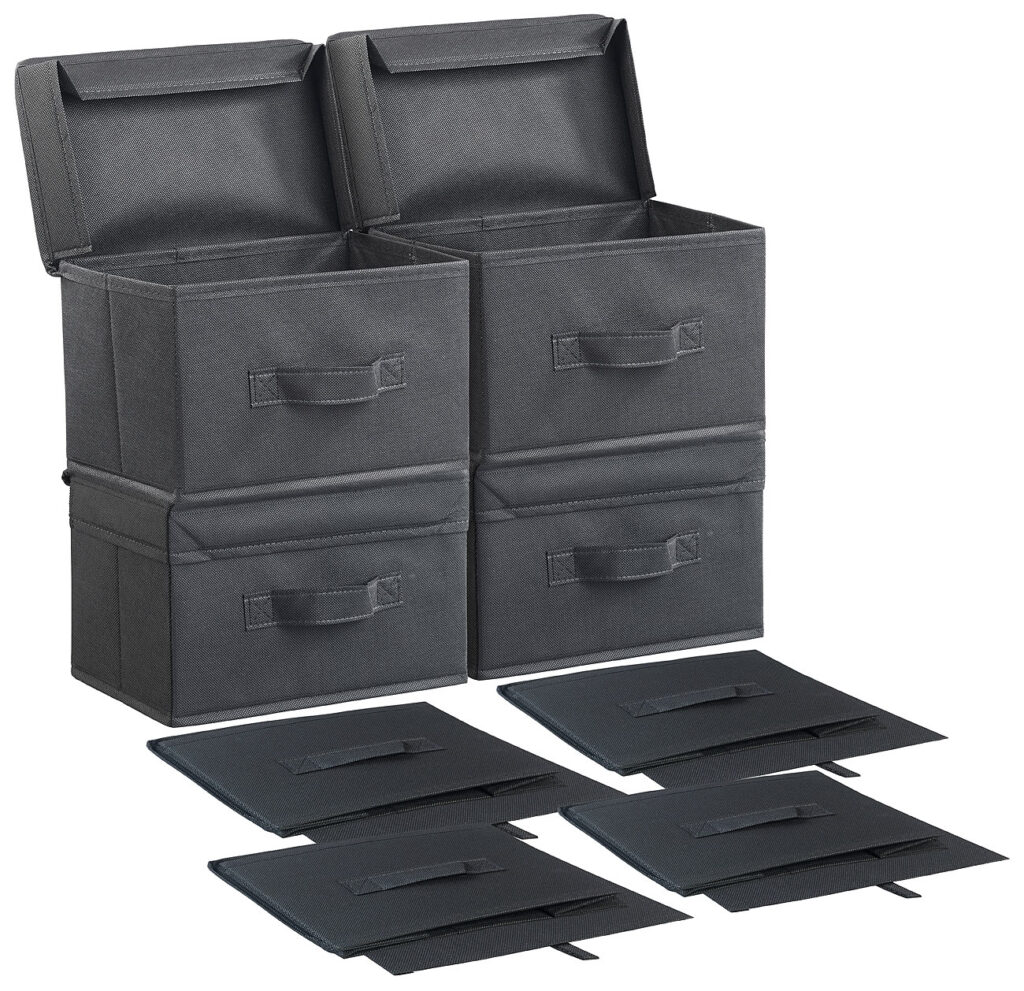 4er-Set kleine Aufbewahrungsboxen mit Deckel, faltbar, 25 x 15 x 15 cm