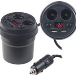 4-fach-Kfz-Verteiler mit je 2x 12-/24-V- & USB-Port (3,1 A), 80 Watt