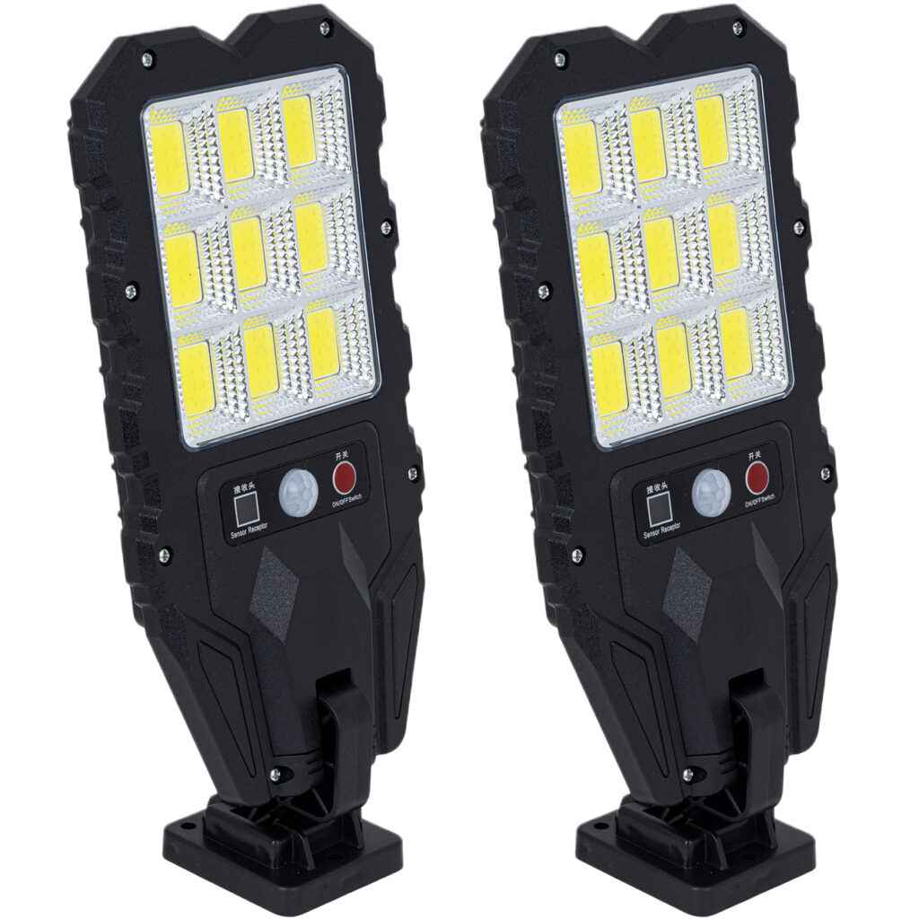 2er-Set Solar-Aussen-Wandstrahler mit Bewegungsmelder & Fernbedienung, 108 SMD LEDs, IP65