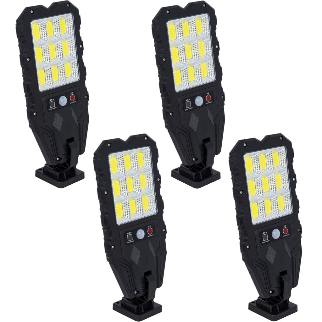 4er-Set Solar-Aussen-Wandstrahler mit Bewegungsmelder & Fernbedienung, 108 SMD LEDs, IP65