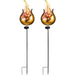 2er-Set Solar-Feuer-Gartenstecker, 92 cm
