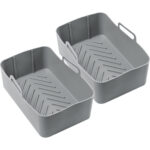 2er-Set Silikonform für Dual-Heissluftfritteuse, grau, 20 x 12,7 x 7 cm