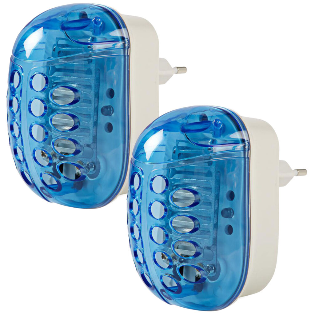 2er-Set Kompakter Steckdosen-Insektenvernichter mit UV-A Licht, bis 20m²