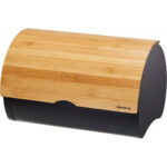 Brotkasten matt-schwarz mit Deckel aus Bambus