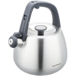 Edelstahl-Wasserkessel mit schwarzen Griffen, 2,5 l