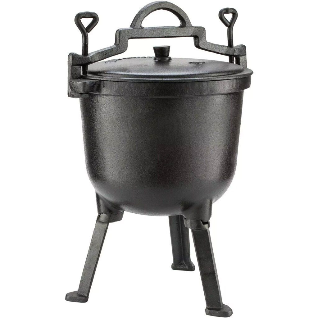 Camping-Kochtopf aus Gusseisen, Lagerfeuertopf, 8 Liter