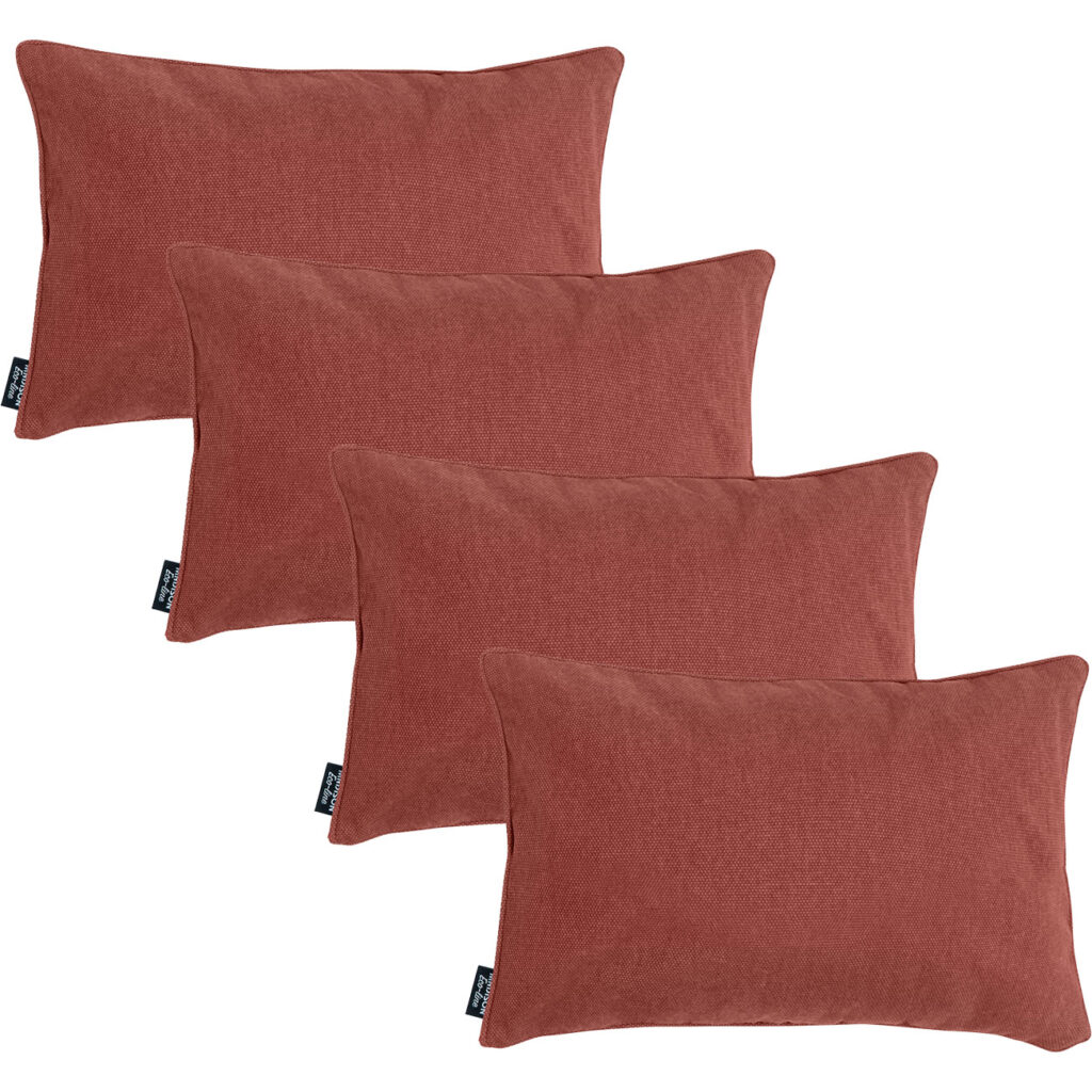 4er-Set  Deko-Kissen wasserabwesend, bequemes Outdoorkissen, terra, , 50 x 30 x 10 cm