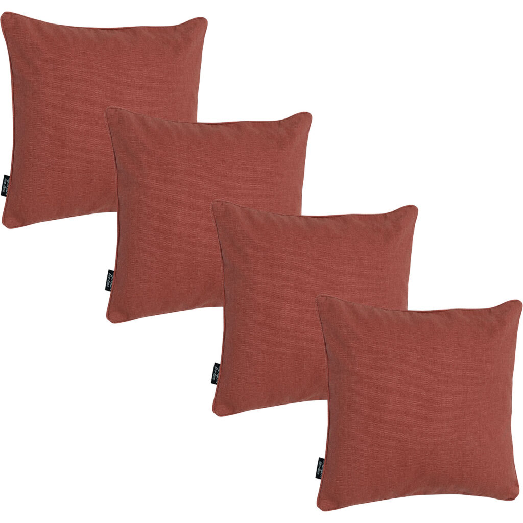 4er-Set  Deko-Kissen wasserabwesend, bequemes Outdoorkissen, terra , 50 x 50 x 10 cm