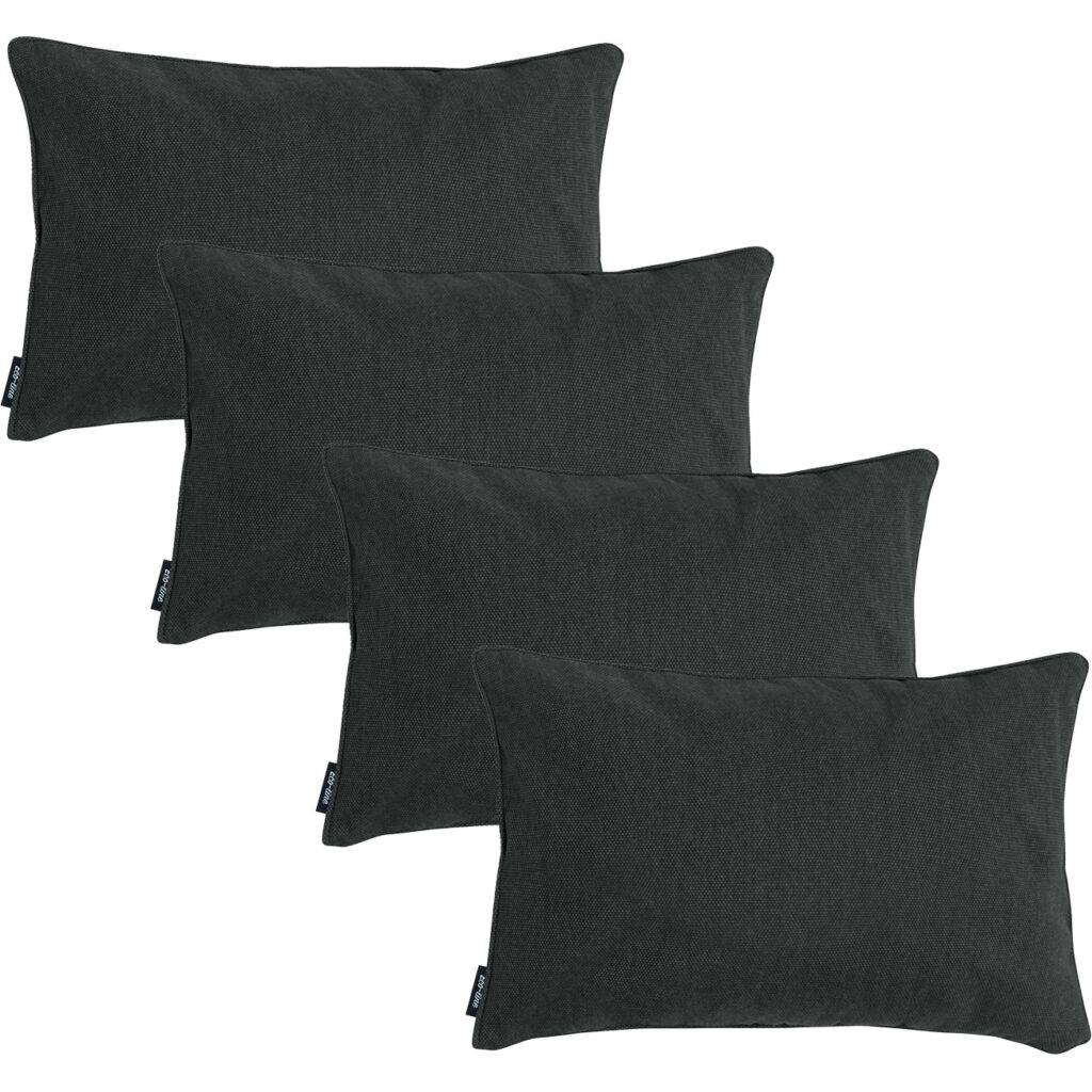 4er-Set Deko-Kissen wasserabwesend, bequemes Outdoorkissen,  dunkel grau, 50 x 30 x 10
