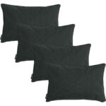 4er-Set Deko-Kissen wasserabwesend, bequemes Outdoorkissen,  dunkel grau, 50 x 30 x 10