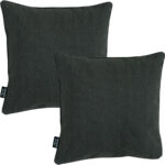 2er-Set Deko-Kissen wasserabwesend, bequemes Outdoorkissen, dunkel grau, 50 x 50 x 10 cm