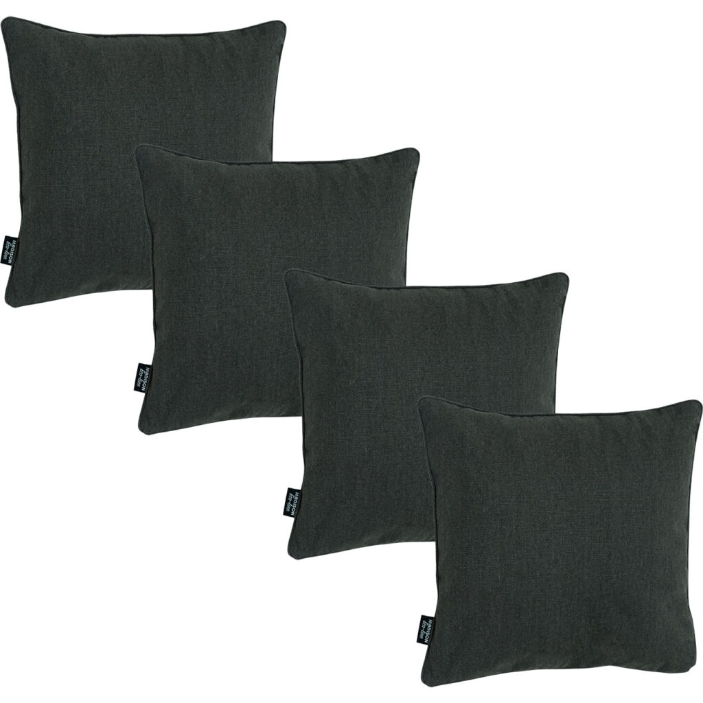4er-Set Deko-Kissen wasserabwesend, bequemes Outdoorkissen, dunkel grau, 50 x 50 x 10 cm