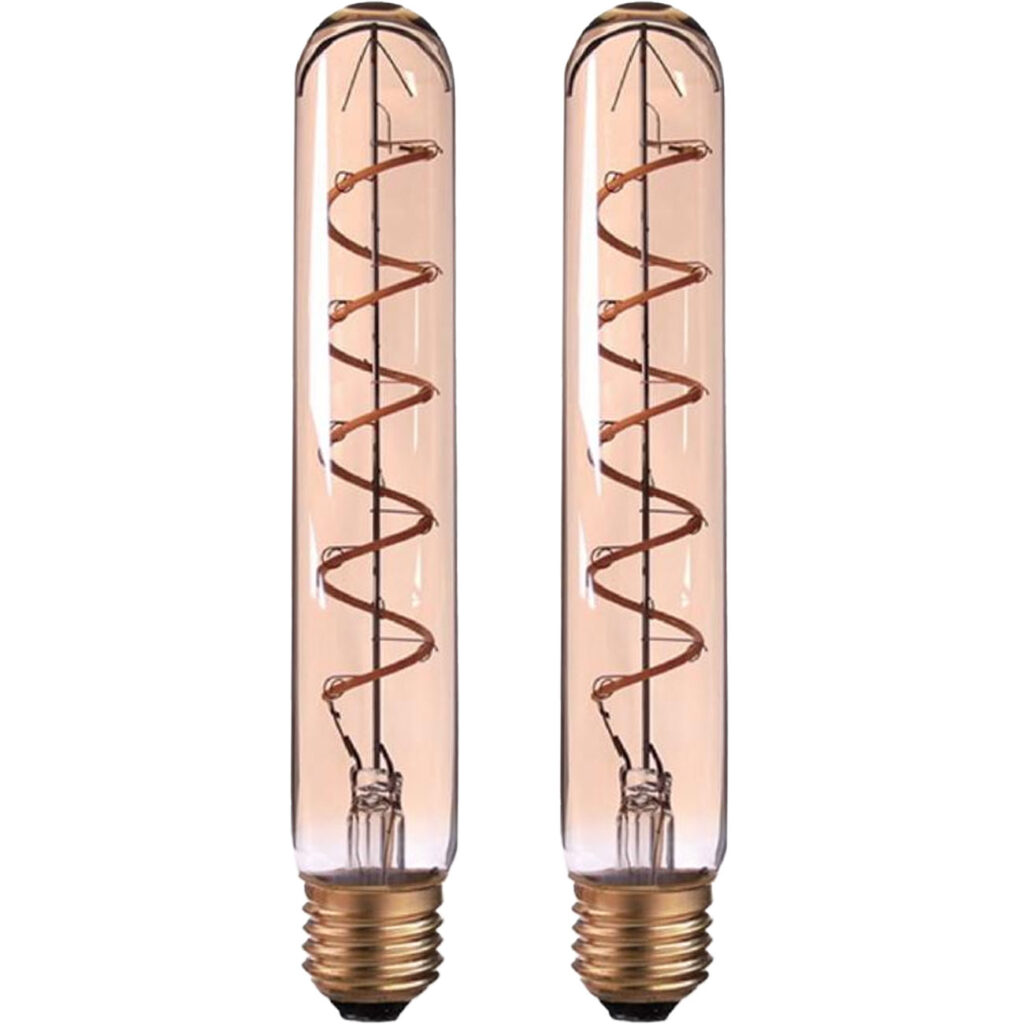 2er-Set LED-Filament-Lampe Röhre, T30, E27, 4 W, Amber, 240 lm, dimmbar, 3 x 18,5 cm 