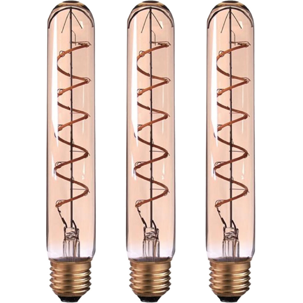 3er-Set LED-Filament-Lampe Röhre, T30, E27, 4 W, Amber, 240 lm, dimmbar, 3 x 18,5 cm