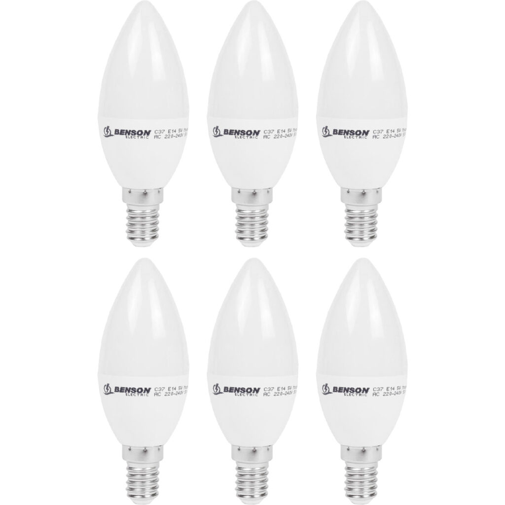 6er-Set LED-Kerzenlampe, C35, E14, 400 lm, 5 W, 3000 K, warmweiss