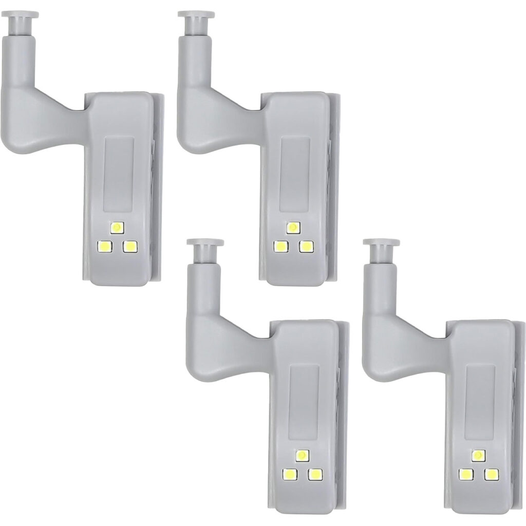 Automatische Schrankscharnier-Beleuchtung, grau, 4-tlg.