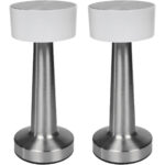 2er-Set LED-Tischlampe Silber-Optik, Touch-Steuerung