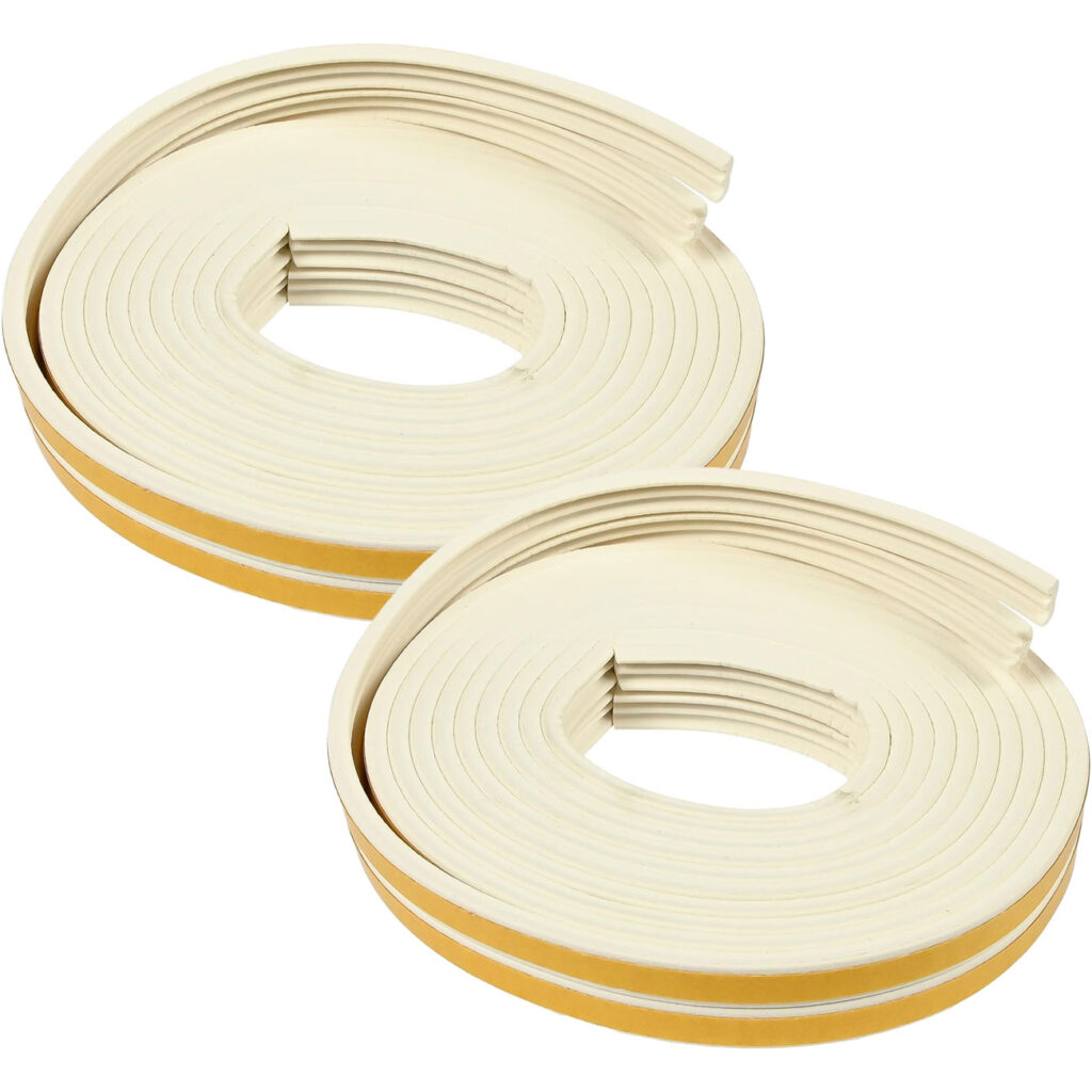 E-Profil Zugluft Dichtungsstreifen, 4er-Set, weiss, 3m x 9mm x 4mm, selbstklebend