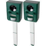 2er-Set Universal Solar Tiervertreiber mit Ultraschall und Blitzlicht, Reichweite 10m