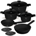 Design Kochset inkl. Untersetzer, 10-teilig, mattschwarz Design Kochset inkl. Untersetzer, 10-teilig, mattschwarz