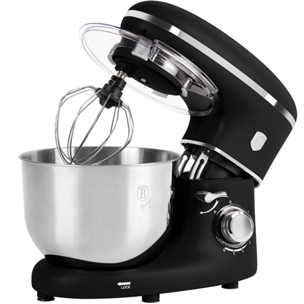 Küchenmaschine, mattschwarz, 6 l Edelstahl-Schüssel, 1300 W