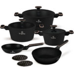 Design Kochset inkl. Untersetzer, 10-teilig, schwarz-roségold