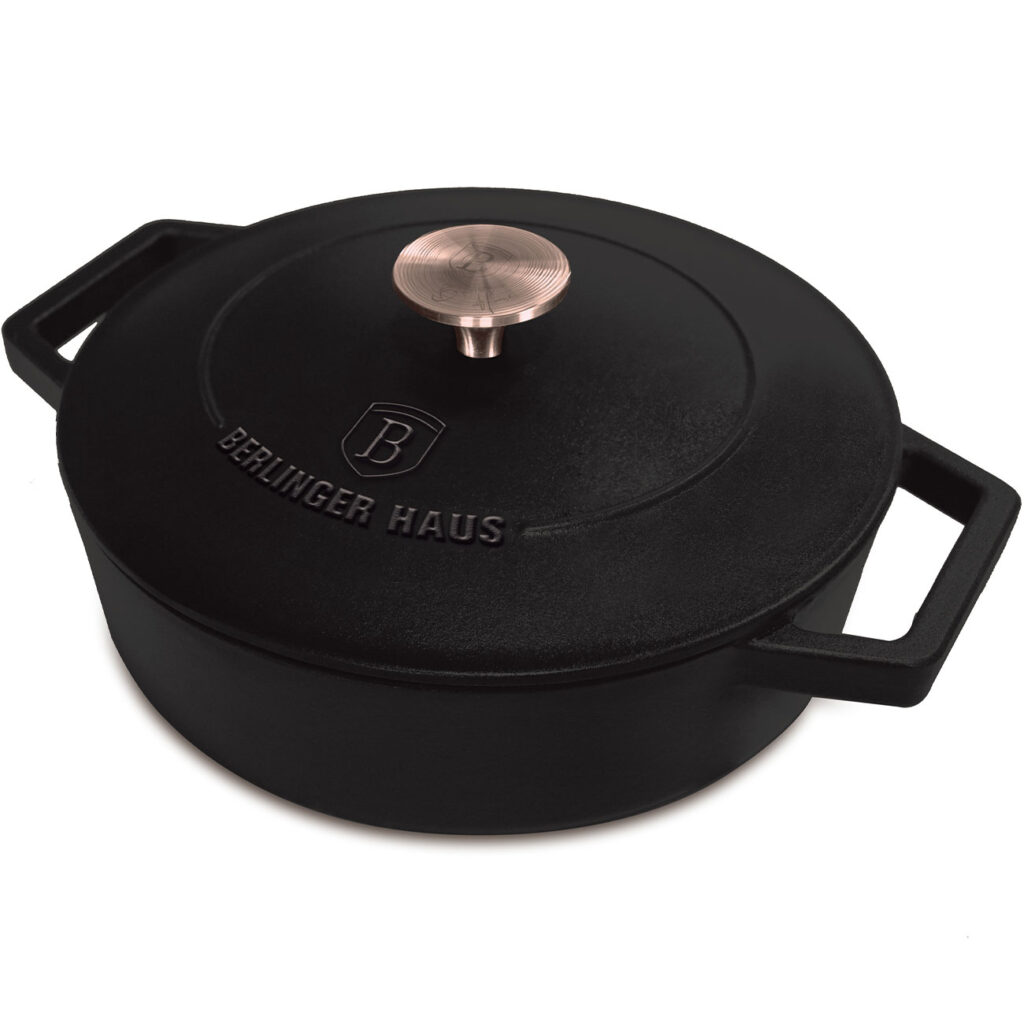 Gusseisenbräter mit Deckel, schwarz-roségold, 2,57 L