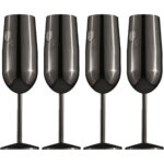 Metall-Champagnerglas-Set, 4tlg., schwarz, je 260 ml