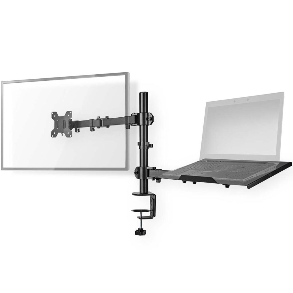 Monitorhalterung mit Laptop-Ablage für den Schreibtisch