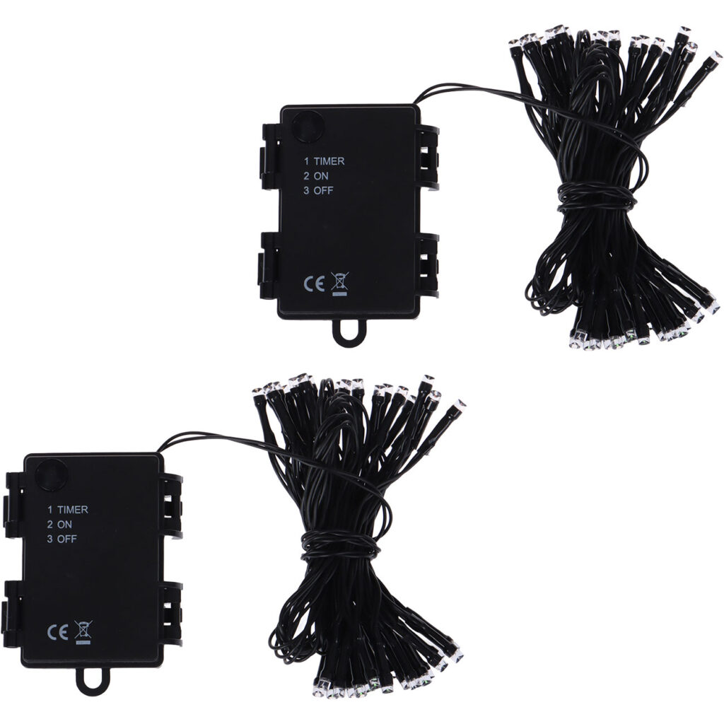 2er-Set Lichterkette multicolor, ca. 2,9m, für Innen und Aussen, 40 LEDs, Batterie, Timer 2er-Set Lichterkette multicolor, ca. 2,9m, für Innen und Aussen, 40 LEDs, Batterie, Timer