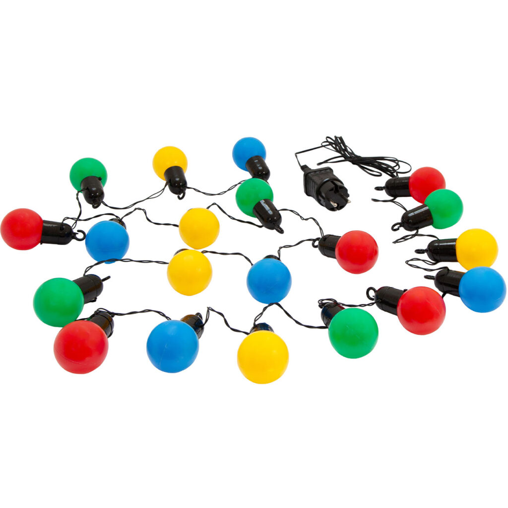 4-farbige LED-Lichterkette mit 20 Glühbirnen, ca. 4 m, IP44 4-farbige LED-Lichterkette mit 20 Glühbirnen, ca. 4 m, IP44