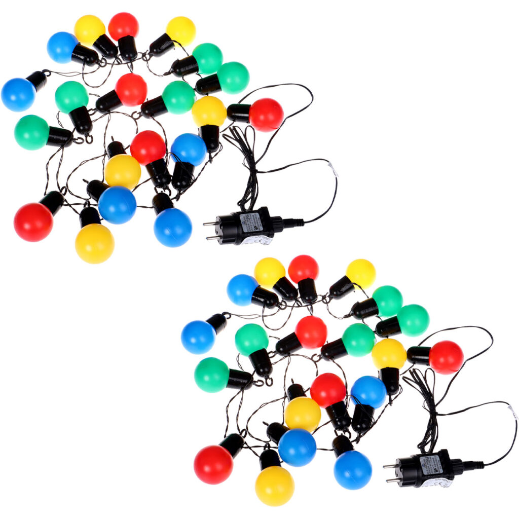 2er-Set 4-farbige LED-Lichterkette mit 20 Glühbirnen, ca. 4m, IP44 2er-Set 4-farbige LED-Lichterkette mit 20 Glühbirnen, ca. 4m, IP44