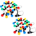 2er-Set 4-farbige LED-Lichterkette mit 20 Glühbirnen, ca. 4m, IP44