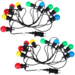 2er-Set Party-LED-Lichterkette mit 10 LED Glühbirnen, 4-farbig, ca. 2,7 m